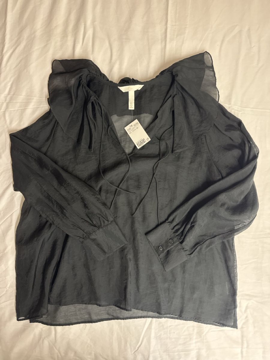 H&M Blusen: Schwarze Rüschenbluse mit Bindeband, Gr. XL – Neu und originalverpackt aus Cham von matap1 2