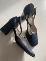 Grey Mer-Pumps, Leder Sandalen, Blau, Gr. 41, 8cm Absatz