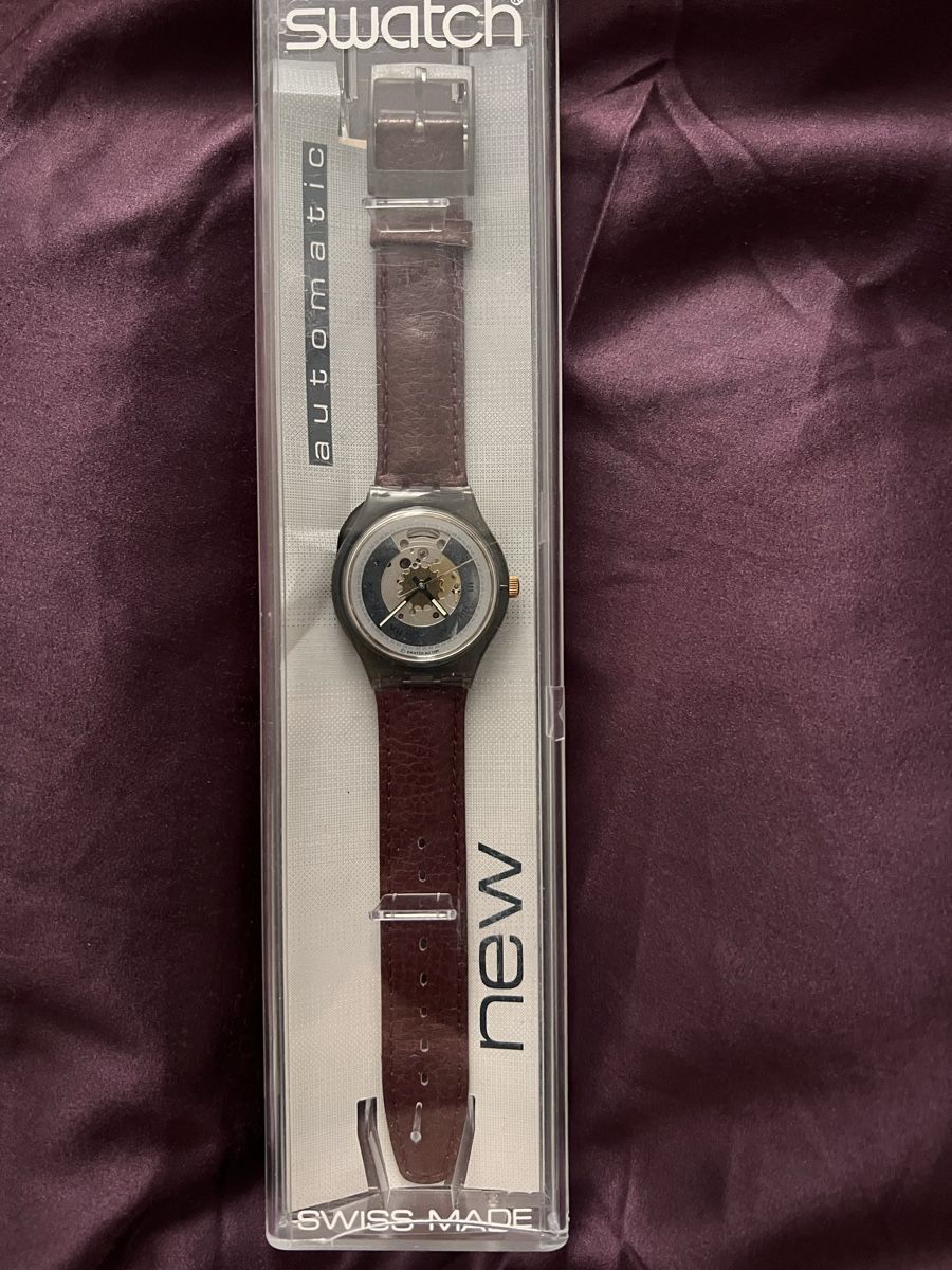Swatch Armbänder & -reifen: Swatch Automatic Uhr braun Leder neu im Karton – Neu und originalverpackt aus Thun von Xaman