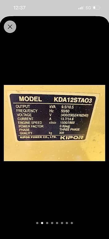 Generatori di corrente: Diesel Generator Stromerzeuger KIPOR KDE12STA3 10.5kVA – Usato da Gebenstorf venduto da Suisse1956 3
