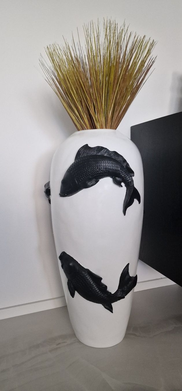 Vasi & Recipienti: Vase mit Koi Fischen Weiss – Nuovo e nell'imballaggio originale da Schaffhausen venduto da AtelierPudesco 1