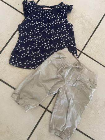 Manor Mädchen Sommer Set Grösse 92 Top und Hose beige 
