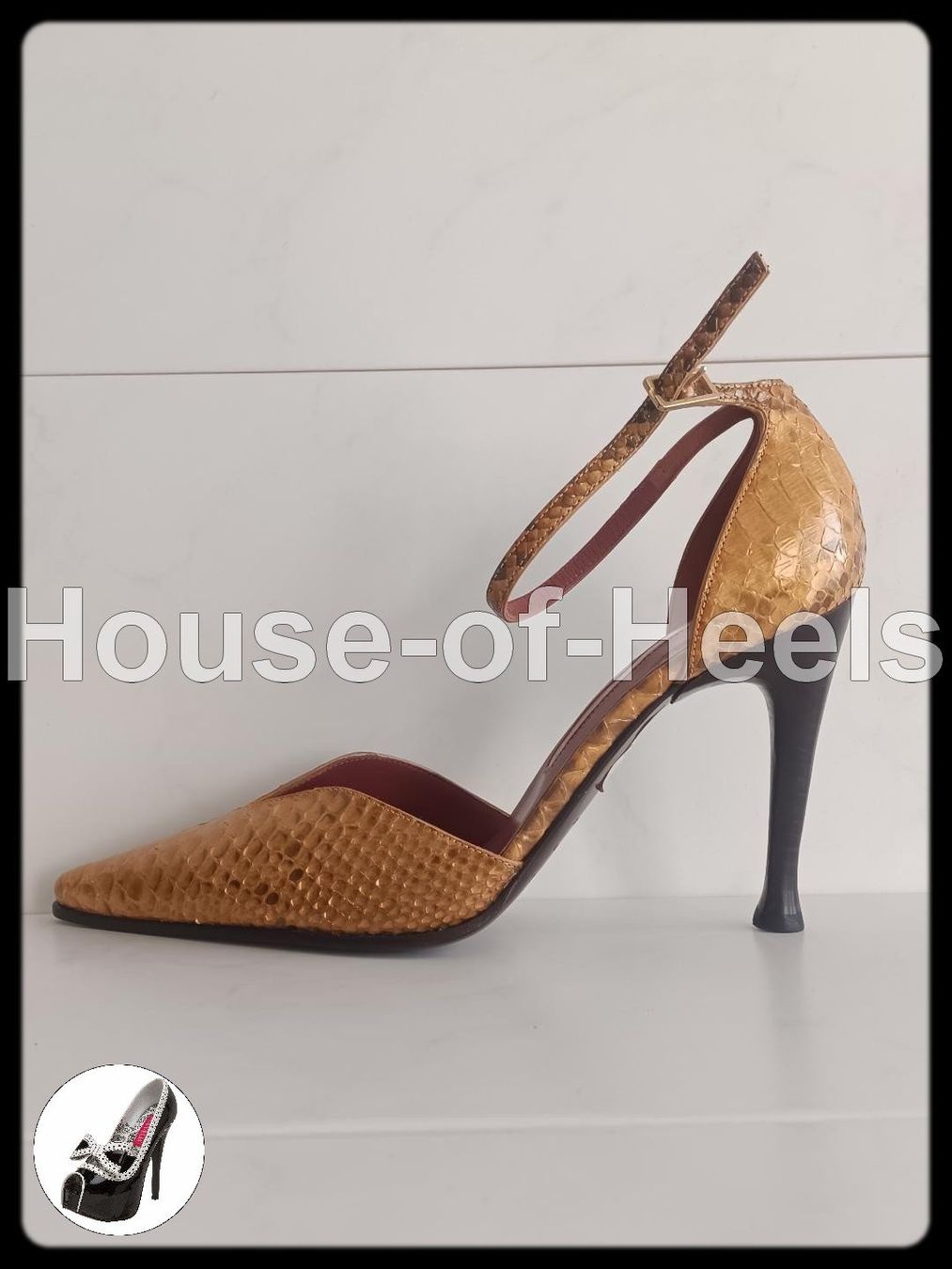 Sergio Rossi Scarpe da donna: Escarpins Sergio Rossi 36 talon 10cm cuir/python doré – Nuovo e nell'imballaggio originale da crans-montana venduto da House-of-Heels