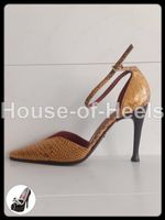 Escarpins Sergio Rossi 36 talon 10cm cuir/python doré