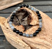 Labradorit und Turmalin (Schörl) Armband
