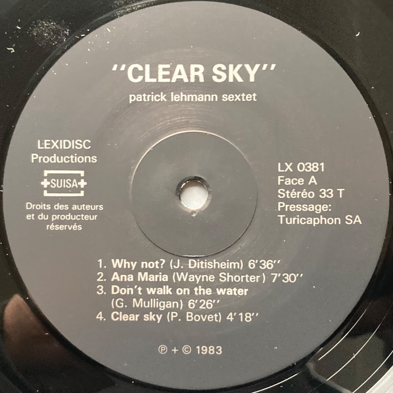 Schallplatten: PATRICK LEHMANN SEXTET - CLEAR SKY – Gebraucht aus Poliez-Pittet von Newtown-Records 2