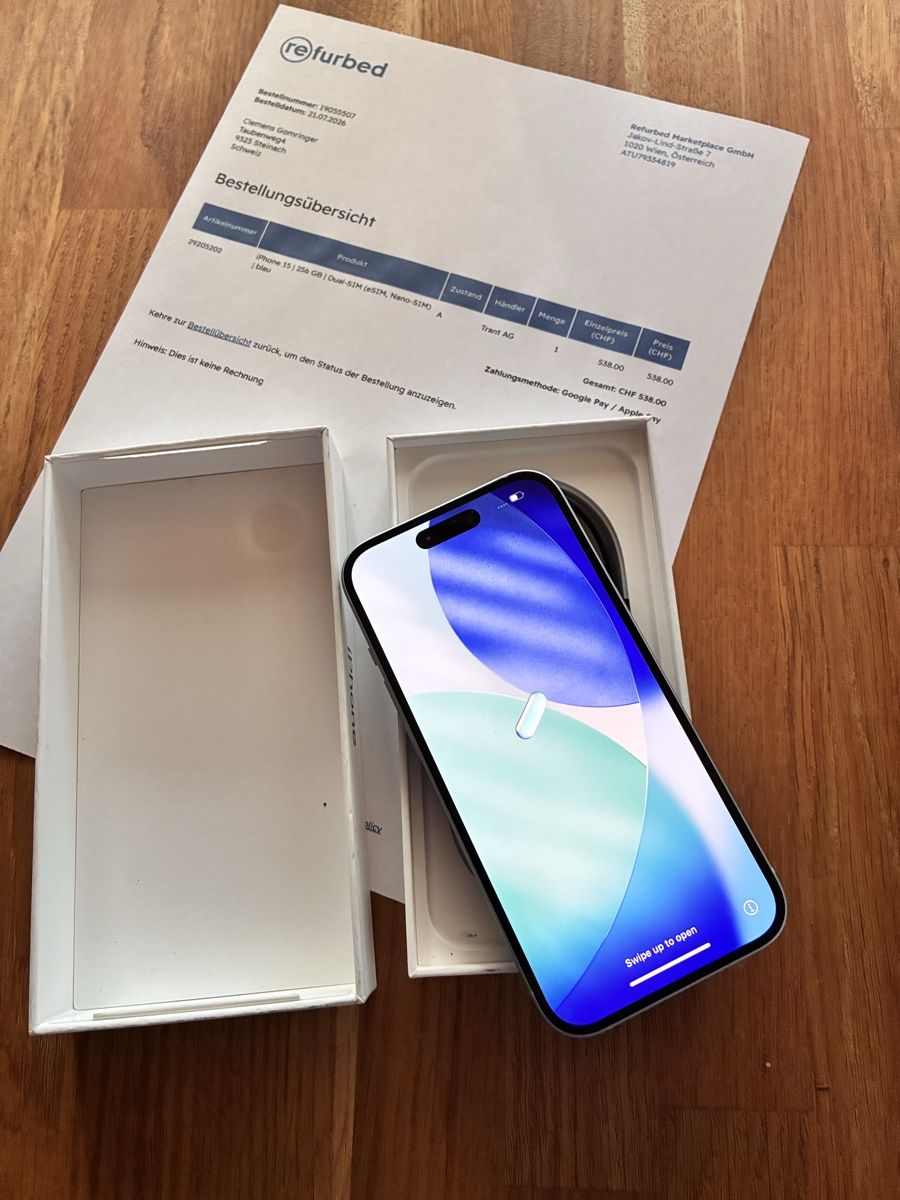Apple Telefoni cellulari / Smartphones: iPhone 15, 256 GB,neuwertig – Nuovo (secondo la descrizione) da Steinach venduto da cgo_29jv