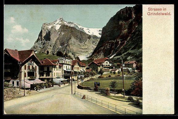 Cartoline postali: Grindelwald, Ortsansicht mit Strassenpar – Usato da Berlin venduto da bartko-reher