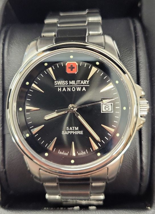 Swiss Military Hanowa 7047.9175SAM - Orologio Cronografo Al Quarzo Ronda, Cassa 45mm, Bracciale In Acciaio Black IP