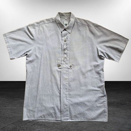 Alpenland Trachtenhemd grau, 43 XL Edelweiss Stickerei ⛰️