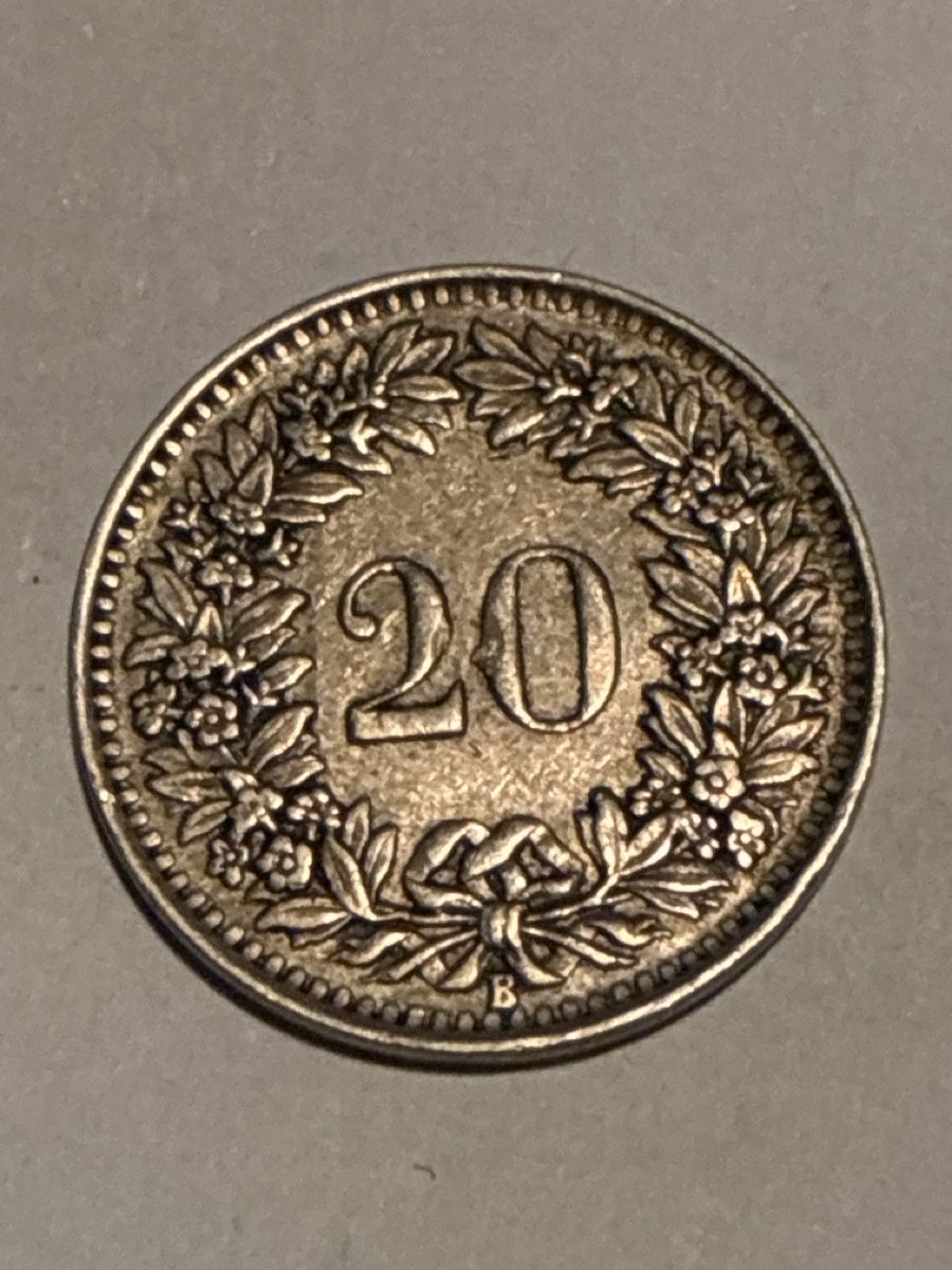 Tutti le monete: Nr. 62: 20 Rappen, schweizer Franken, 1944 – Usato da Burgdorf venduto da Yakari5165 1