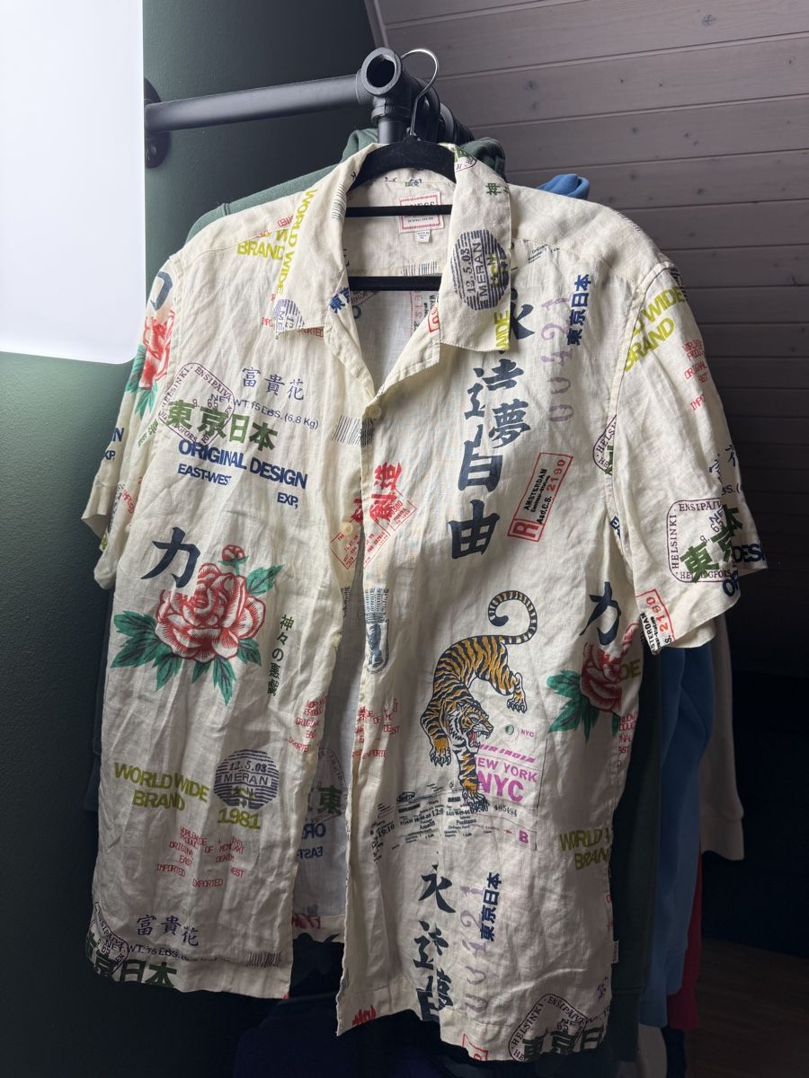 Guess Camicie: Guess All-Over Print Linen Shirt M – Usato da Oberönz venduto da ezuer