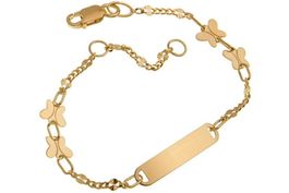 Kinder-Armband mit Gravurplatte aus echt 585 Gelbgold 