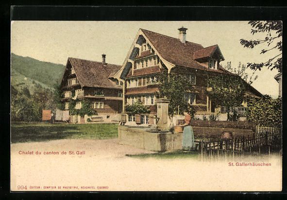 Cartoline postali: Ebnat / St. Gall, Chalet du canton, St.  – Usato da Berlin venduto da bartko-reher