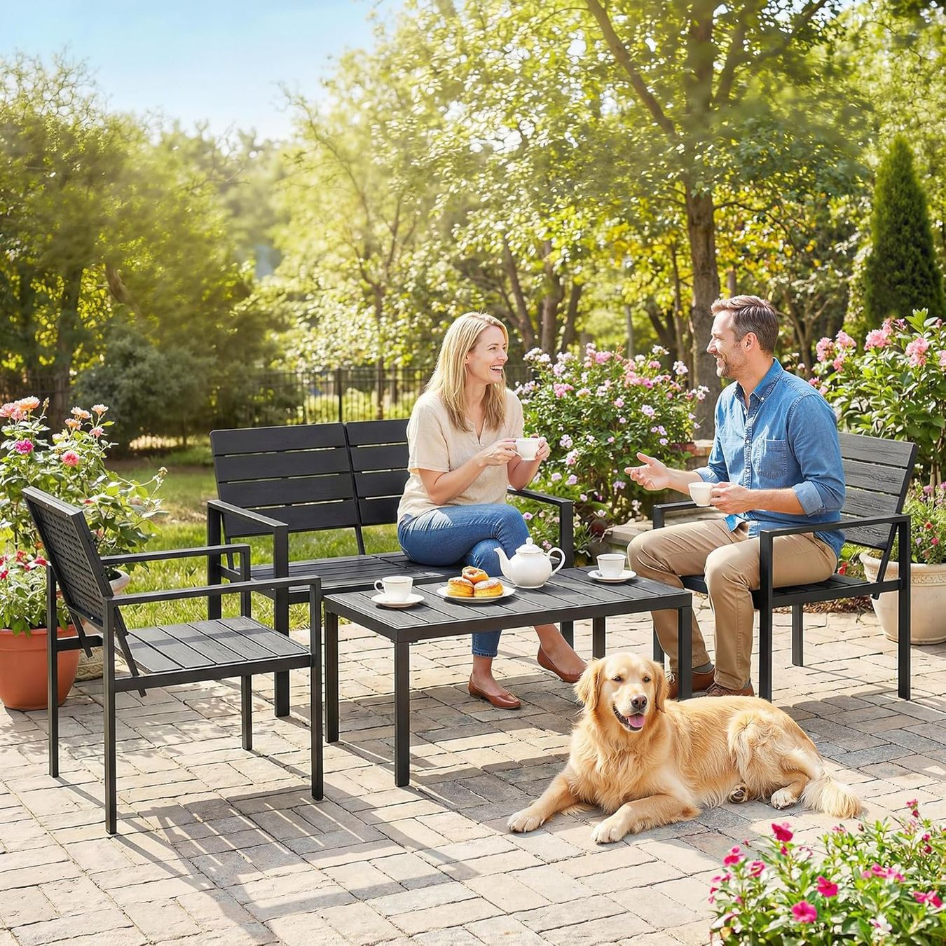 Tischset: Gartenmöbel Set 4 Personen Lounge mit Sofa & Sessel – Neu und originalverpackt aus Zürich von jasminleut 1