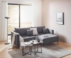 Neuwertiges Ecksofa, Schlafsofa Velours dunkelgrau