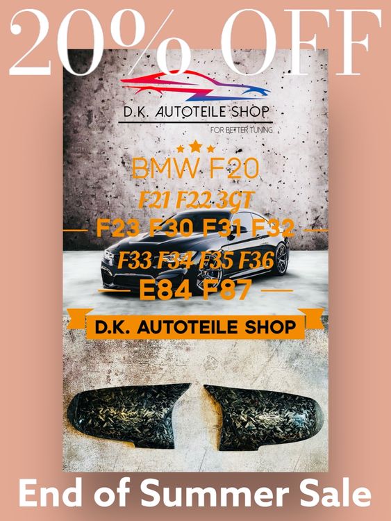 Spiegelkappen Für BMW 1-4 Series F20 F30 - A-Matte Black Außenspiegel Abdeckungen