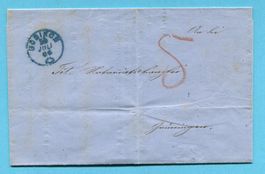 Faltbrief von Bubikon nach Grüningen 1866