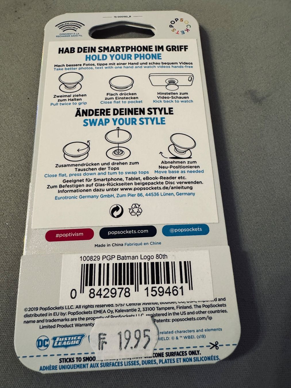 Supporti a parete: Popsockets / Justice Leage / Batmanlogo aus den 80igern – Nuovo e nell'imballaggio originale da Winterthur venduto da Brigitta5 1