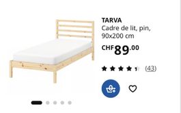 Cadre de lit simple avec sommier en lattes de bois amovible