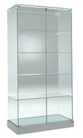 Design Glasvitrine, ESG Glas, Silber (B.73cmxT.46cmxH.180cm)