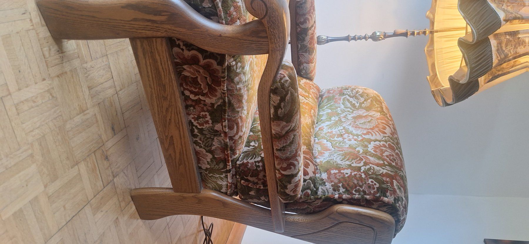 Poltrone: Sessel Eiche mit Blumenmuster Stoffbezug – Usato da Eglisau venduto da t.alder 2