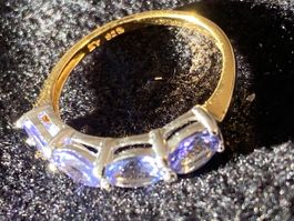 Silberring 925 Gold Tananiten Gr 51 sehr elegant