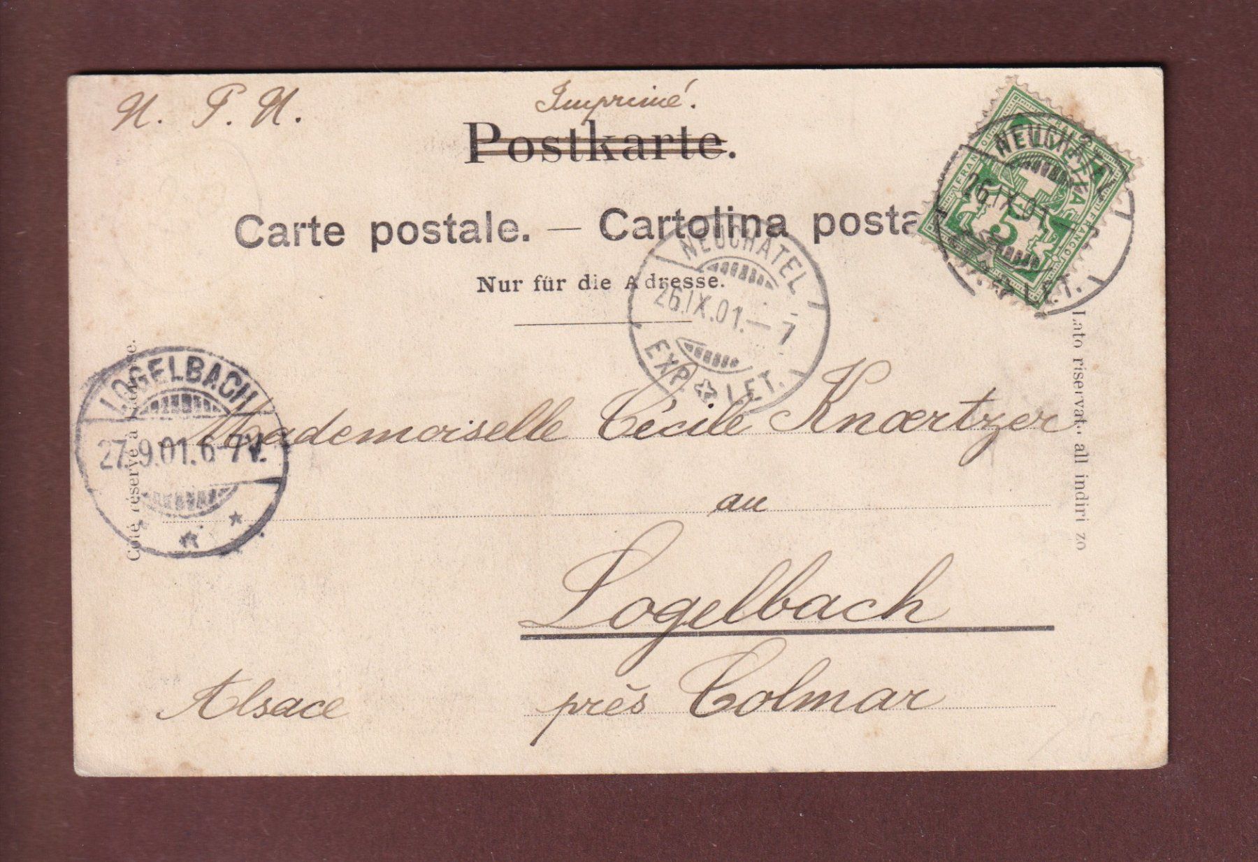 Cartes postales: NEUCHÂTEL - Ecole de Commerce - 1901 – D'occasion à Pully par nicecards 1