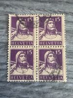 Helvetia Marke 15 Rappen 4er Block gebraucht