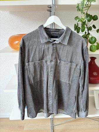 COS Chemise Homme XL Gris Côtelé