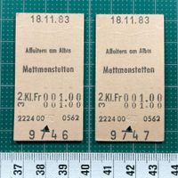 Affoltern am Albis - Mettmenstetten, SBB Billette, 1983