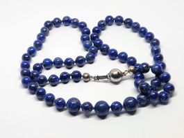 Elegante Lapislazuli-Kette, Vintage Halskette, ca. 52cm 925