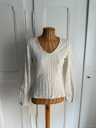 Stretch Langarmshirt crèmeweiss S