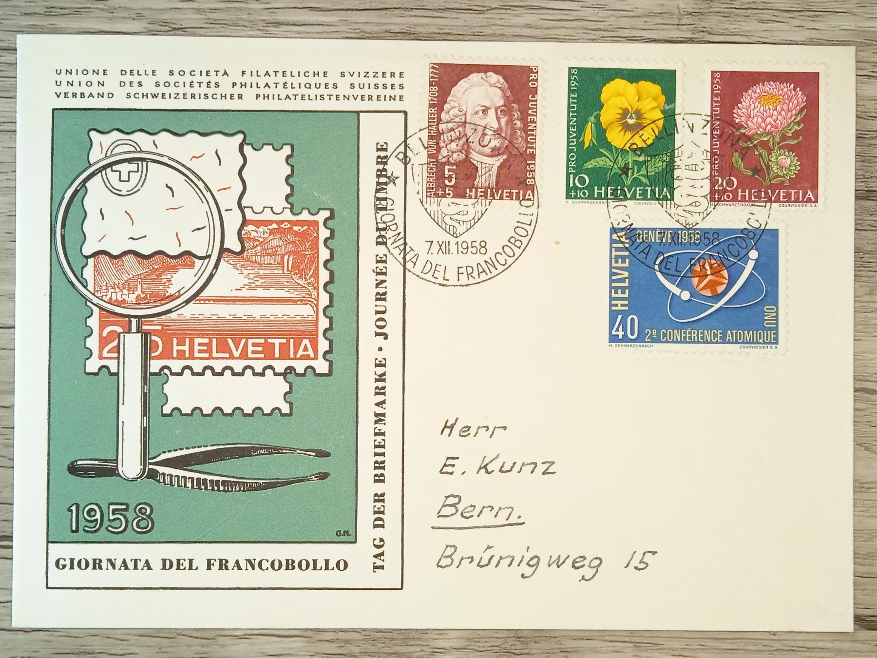 Tutti i francobolli: TR54 Enveloppe + Timbre Suisse 1958 – Usato da Cousset venduto da Patrick_Collections