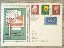 TR54 Enveloppe + Timbre Suisse 1958