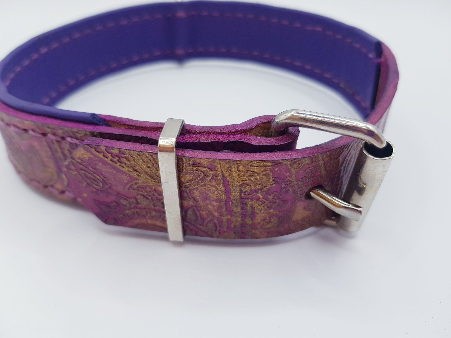Leine & Halsband: Hundehalsband Leder violett gold – Neu (gemäss Beschreibung) aus Menziken von Zyropa 2