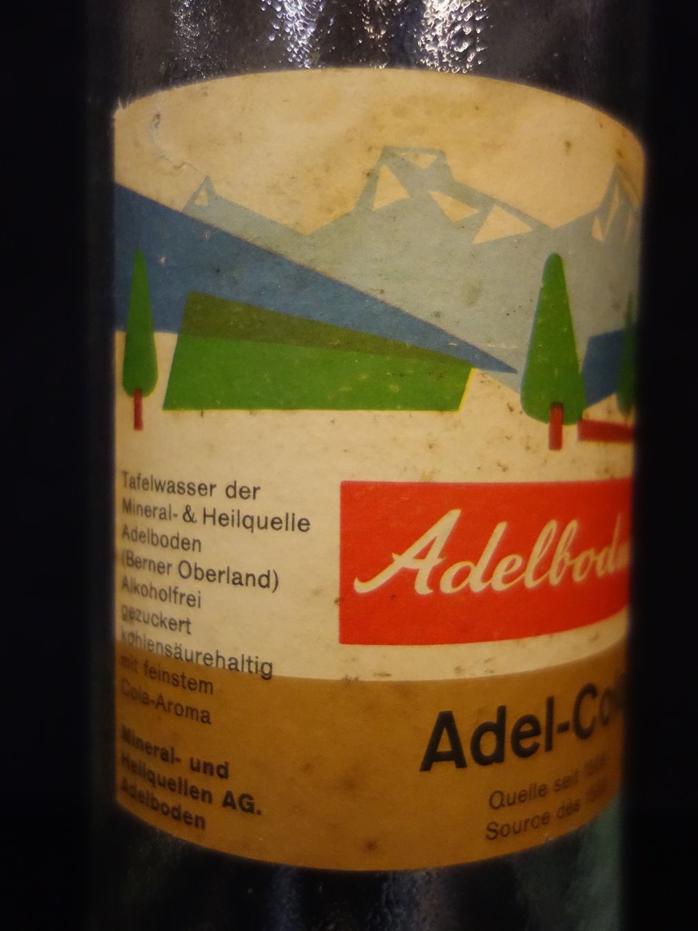 Bicchieri, Caraffe & Bottiglie: alte Flasche ADELBODNER ADEL - COLA 1965 – Usato da Kerzers venduto da Flaschenposten 5