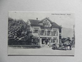 Ansichtskarte Karte Flums SG St.Gallen 1912 Hotel Bahnhof
