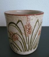 Dekorativer Übertopf, Keramik mit Gräser-Motiv, Handarbeit