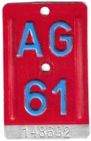 Velonummer Aargau 1963 AG 63