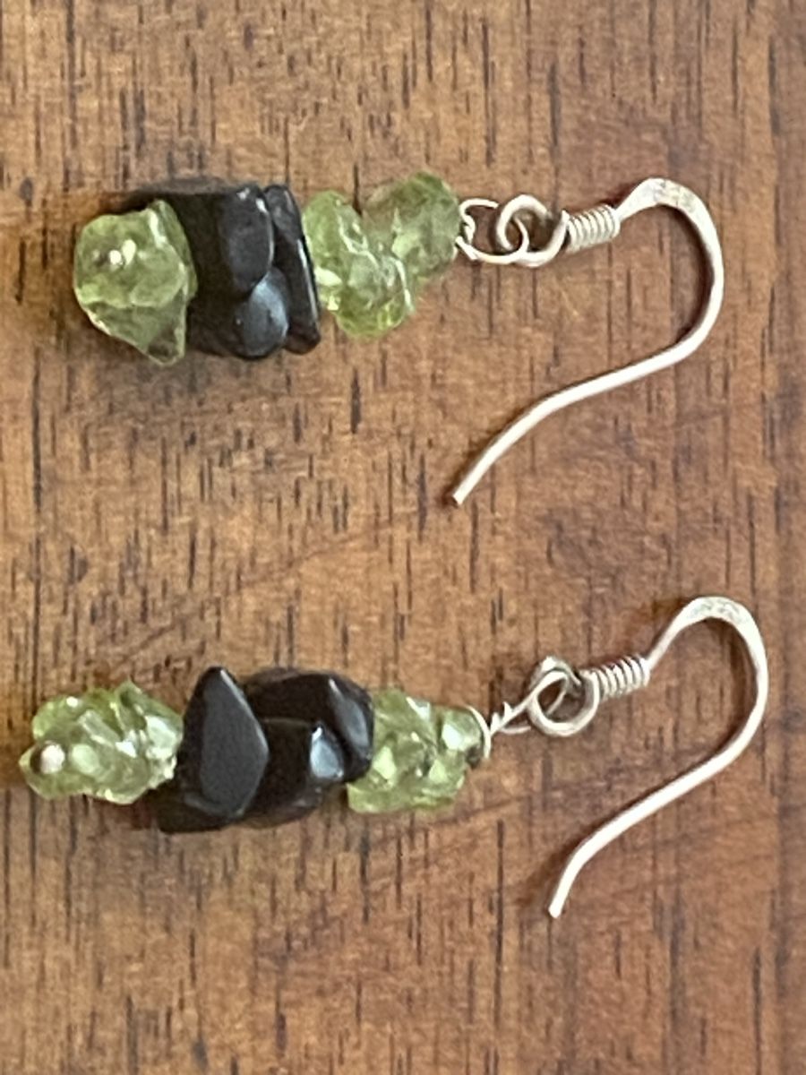 Orecchini pendenti & Orecchini a lobo: Silberohrringe mit Obsidian  und Peridot - Handarbeit! – Usato da Baden venduto da swiss-alps 3