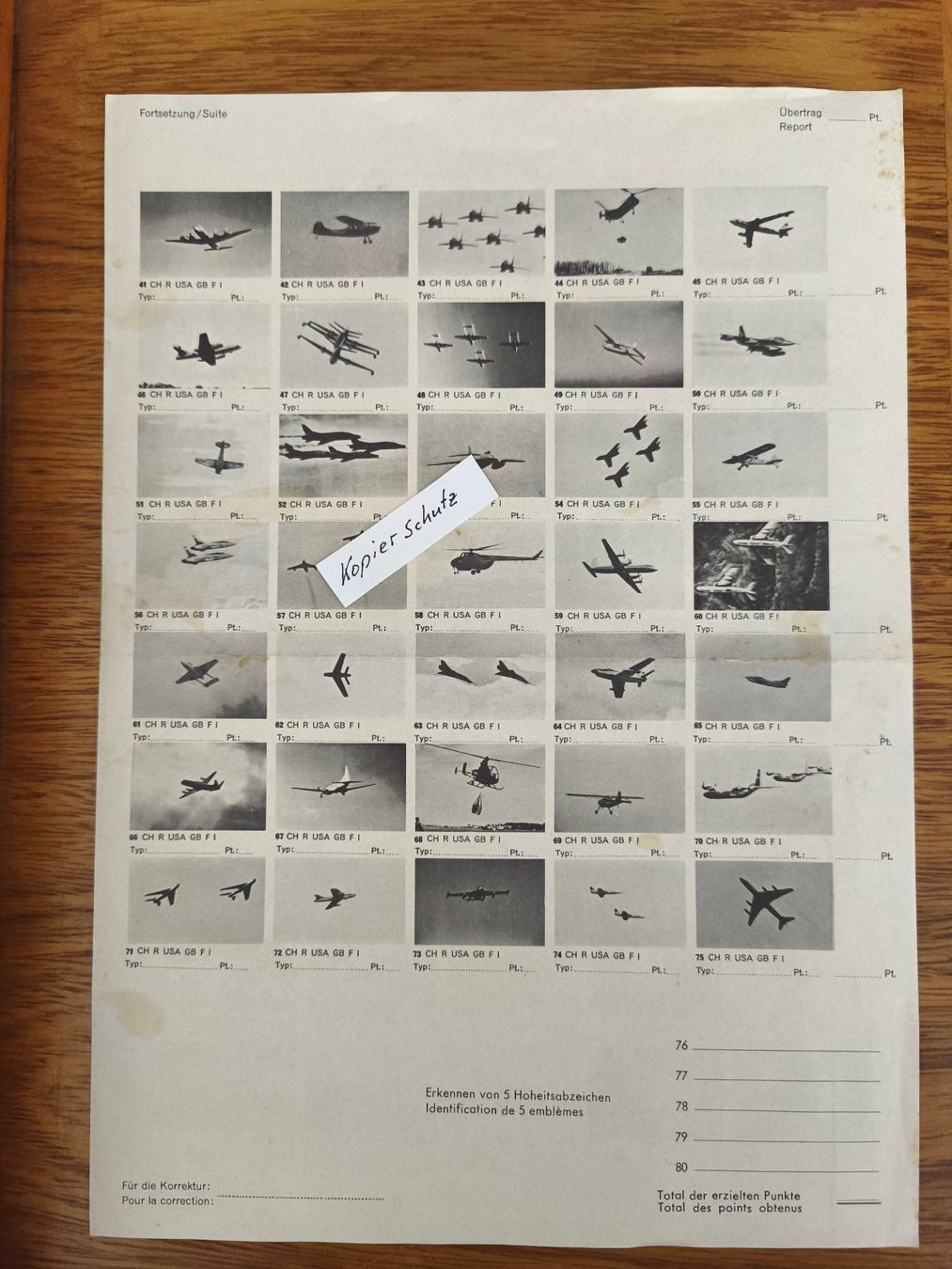 Schweizer Armee Documenti: Flugzeugerkennung 1961 Schweizer Armee – Usato da Aesch BL venduto da Opirol 1