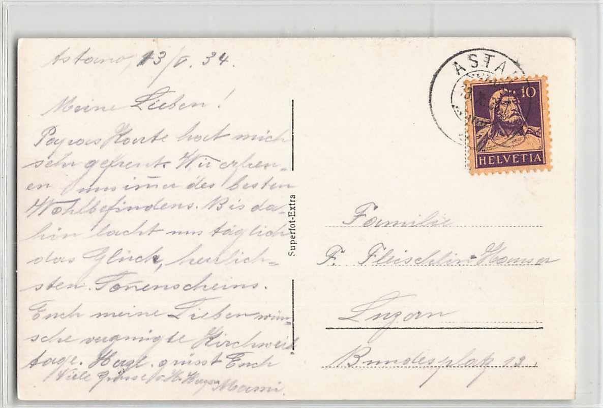 Cartoline postali: ASTANO Panorama 1934 – Usato da Lufingen venduto da Rac0 1