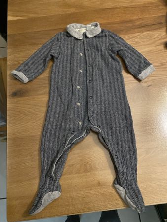 Baby Schlafanzug grau gemustert Baumwollmix Grösse 68 9M