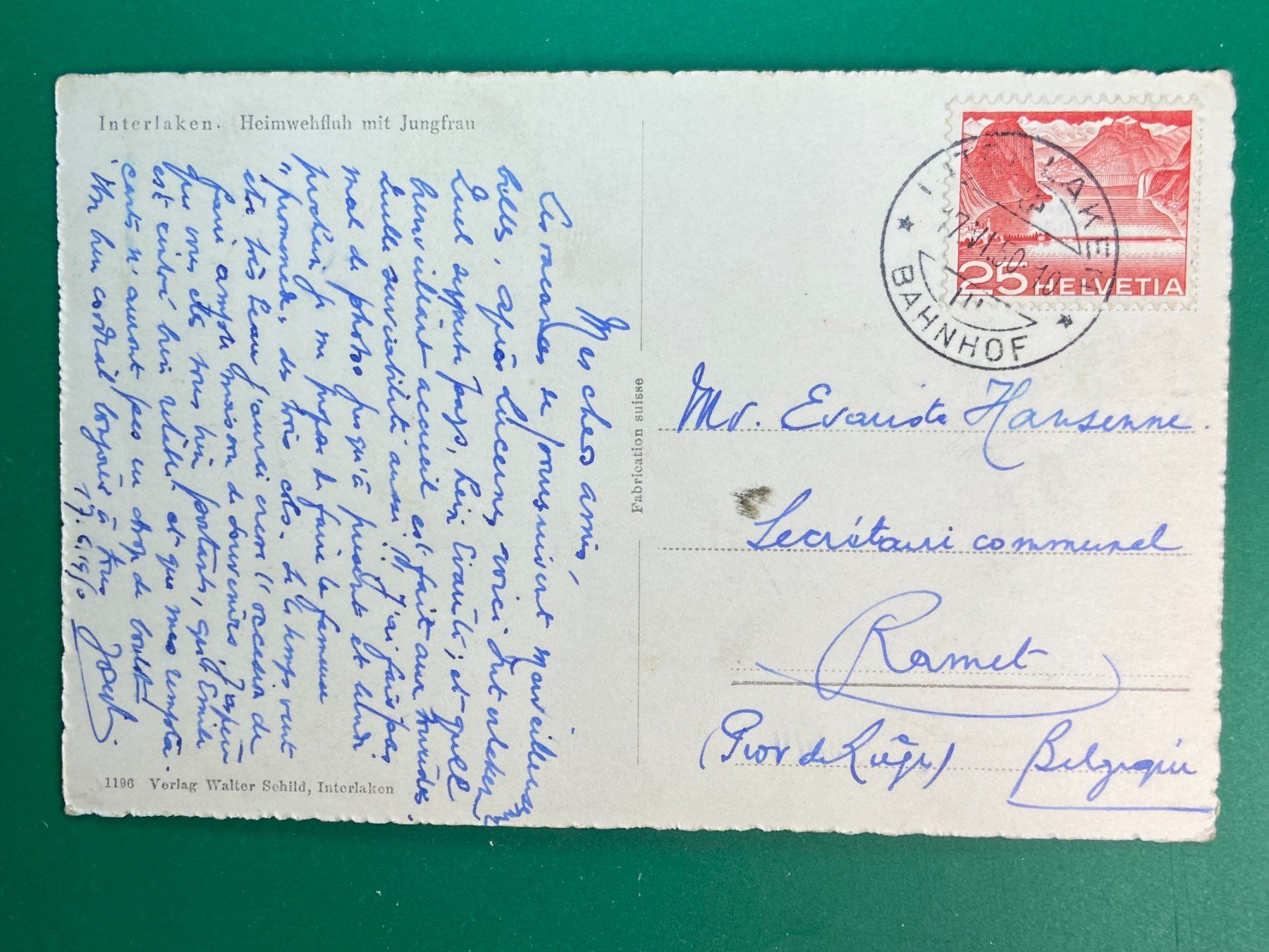 Cartoline postali: Interlaken - Heimwehfluh mit Jungfrau – Usato da Steg VS venduto da danwer74 1