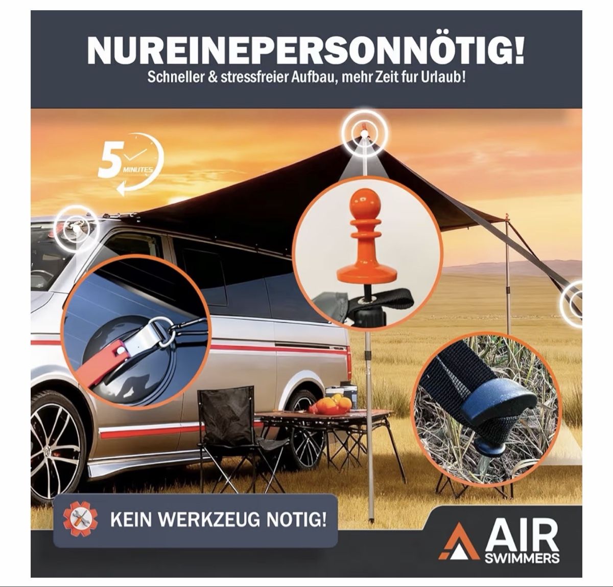 Altro: Sonnensegel mit Keder für Auto, Camper, Bus oder Wohnwagen – Nuovo e nell'imballaggio originale da Zürich venduto da Alles_I.O 3