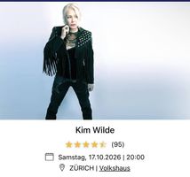 2 Tickets Kim Wilde 17.10.2026 Volkshaus Zürich