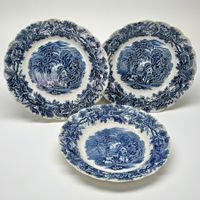 3 assiettes Booths British Scenery bleue scènes de campagne