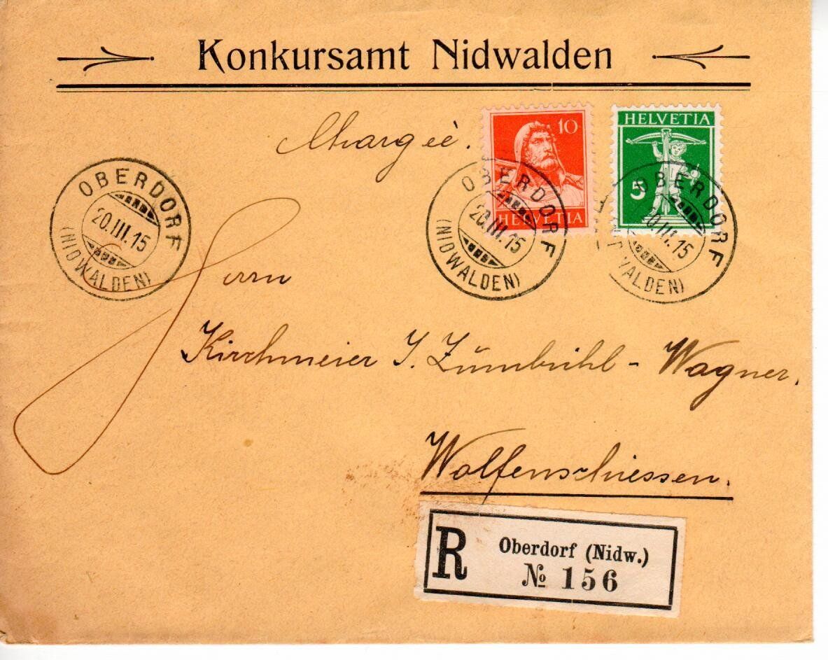 Tutti i francobolli: R - Brief Oberdorf NW 1915 – Usato da Wolhusen venduto da Curver9