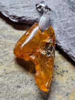SALE Echt Bernstein Anhänger mit Kette massiv Naturbernstein